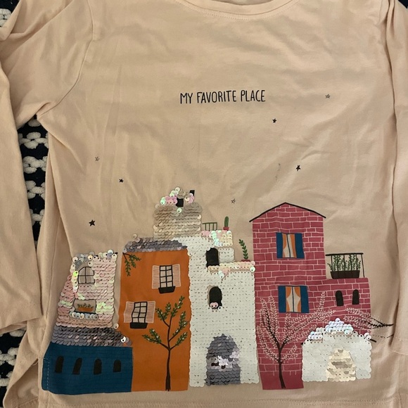 Zara Girls Sequence Stars Graphic Long Sleeve Tee: 8 - Picture 3 of 5